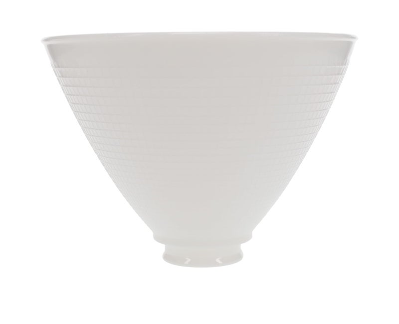 B&P Lamp مصباح B&P بقطر 8 بوصات بتصميم I.E.S مع ظل عاكس من زجاج أوبال أبيض بنمط الوافل - مناسب تمامًا لمصابيح الأرضية ذات الطراز العتيق - Image 1